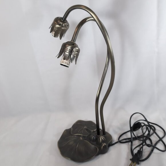 Vintage Lilypad Lamp Lily Pad 2 Stem Base NO SHADES Tulip Gooseneck Gold READ - Picture 2 of 10